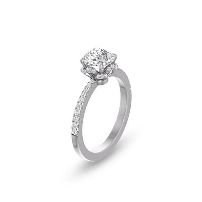 1.50 Carat Flower Shaped Round Diamond Solitaire Ring in 14K White Gold